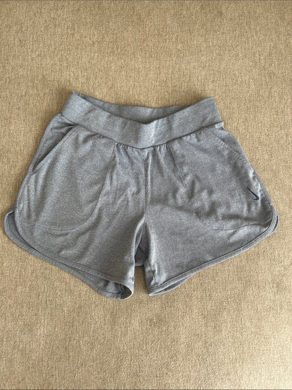 Nike Women's Heather Grey/Blue Striped Athletic Shorts